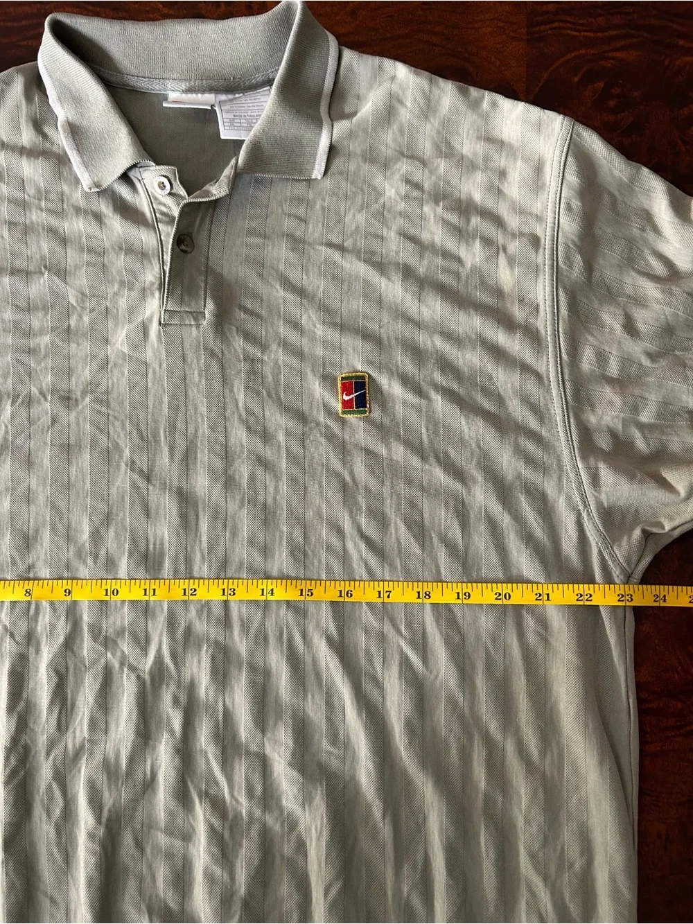 Vintage Nike Court FIT 90s Tennis Tan Beige Polo Shirt Logo 2XL Shadow Stripe